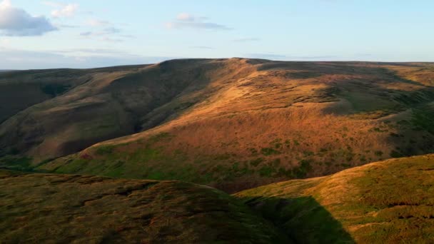 Sunset Snake Pass Peak District National Park Drone Photography — ストック動画