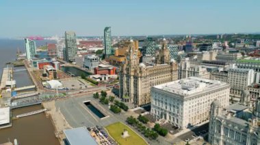 Flight over the city of Liverpool - drone photography