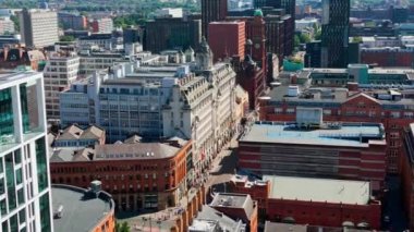 Manchester from above - the beautiful buildings in the city center - drone photography