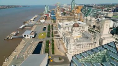 Flight over the city of Liverpool - drone photography