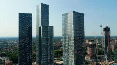 The modern skyscrapers of Manchester Deansgate - drone photography