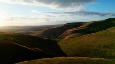 Sunset over Snake Pass in the Peak District National Park - drone photography
