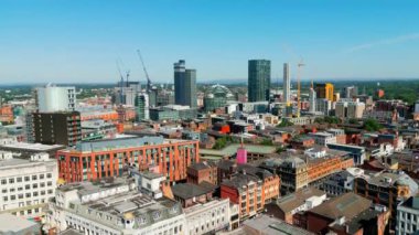 Aerial view over the city of Manchester - drone photography
