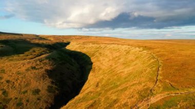 Sunset over Snake Pass in the Peak District National Park - drone photography