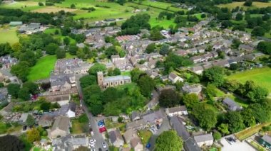 Village of Castleton in the Peak District National Park - aerial view - drone photography