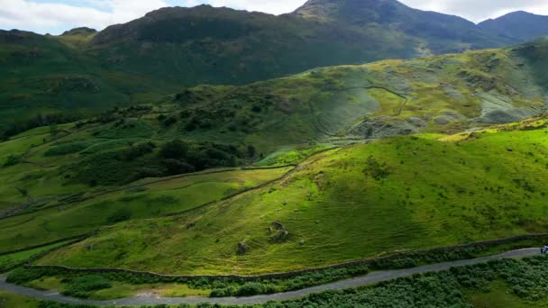 Amazing Landscape Lake District National Park Aerial View Drone Photography — Vídeo de Stock