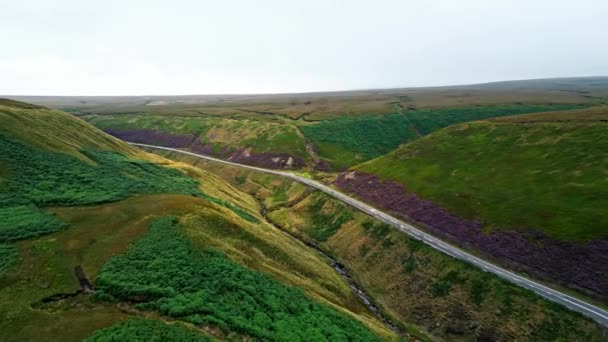 Snake Pass Peak District National Park Aerial View Drone Photography — Stock video