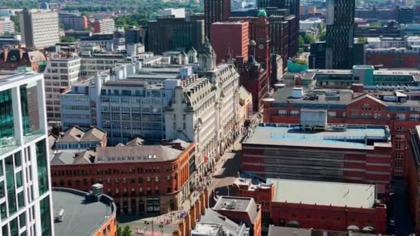 Manchester Beautiful Buildings City Center Drone Photography — Wideo stockowe