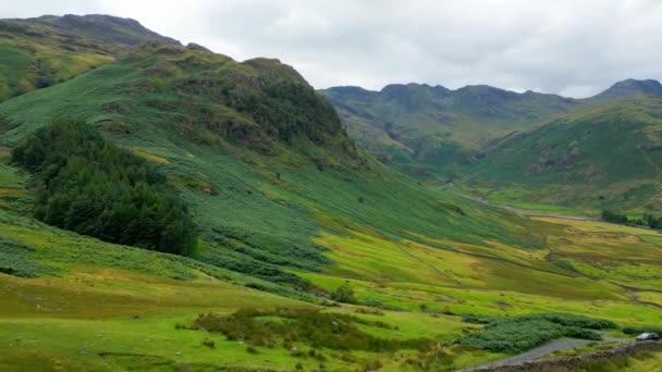 Amazing Landscape Lake District National Park Aerial View Drone Photography — Wideo stockowe
