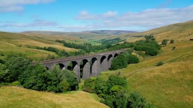 Beautiful viaduct in the Yorkshire Sales National Park - drone photography