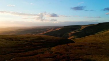 Sunset over Snake Pass in the Peak District National Park - drone photography