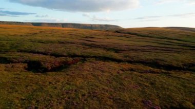 Sunset over Snake Pass in the Peak District National Park - drone photography