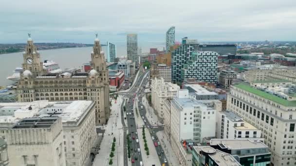 Amazing View Liverpool Strand Drone Photography — Stock video