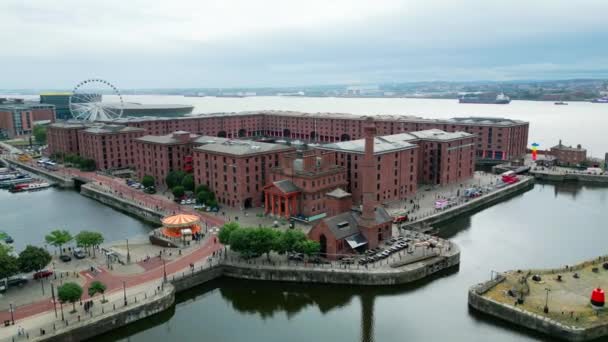 Albert Docks City Liverpool Αεροφωτογραφία Drone Photography — Αρχείο Βίντεο