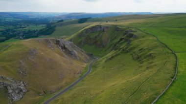 Winnats Pass at Peak District National Park - aerial view - drone photography