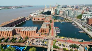 Albert Docks in the city of Liverpool - aerial view - drone photography