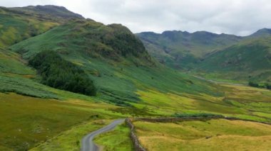 Hardknott Pass at the Lake District National Park - aerial view - drone photography