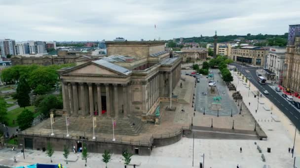 George Hall Liverpool Aerial View Drone Photography — Stok video