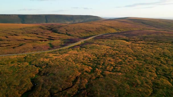 Sunset Snake Pass Peak District National Park Drone Photography — Vídeo de stock