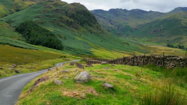 Hardknott Pass Lake District National Park Aerial View Drone Photography — Vídeo de Stock