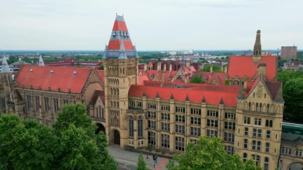 Famous Building Manchester Museum Aerial View Drone Photography — Stok video