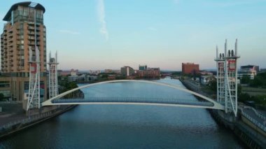 Millennium Bridge at Media City UK Manchester - MANCHESTER, UNITED KINGDOM - AUGUST 15, 2022