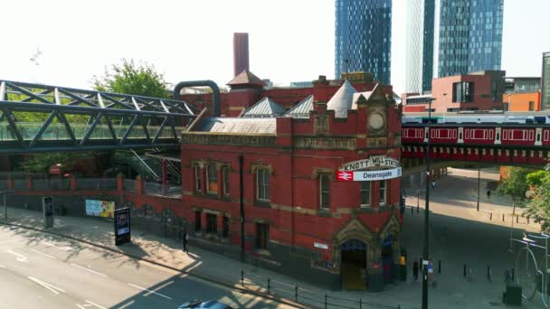 Deansgate Castlefield Station Manchester Aerial View Manchester United Kingdom August — Video