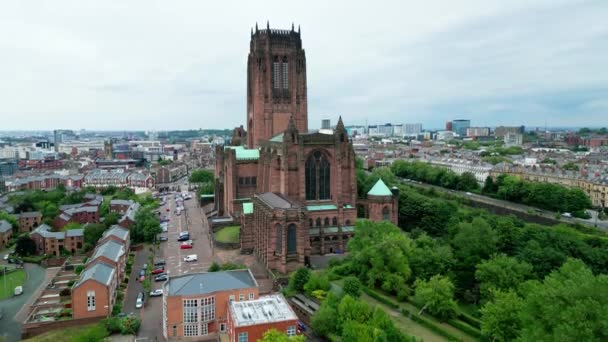 Cathedral Liverpool Aerial View Liverpool United Kingdom August 2022 — 图库视频影像