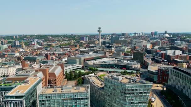 City Liverpool Aerial View City Center Liverpool United Kingdom August — Vídeo de stock