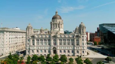 Port of Liverpool Building at Pier Head - aerial view - drone photography