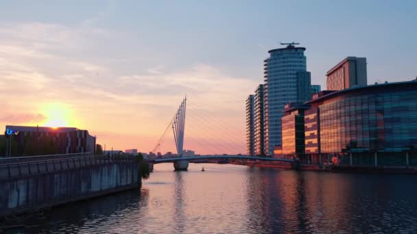 Media City Manchester Sunset Manchester United Kingdom August 2022 — Αρχείο Βίντεο