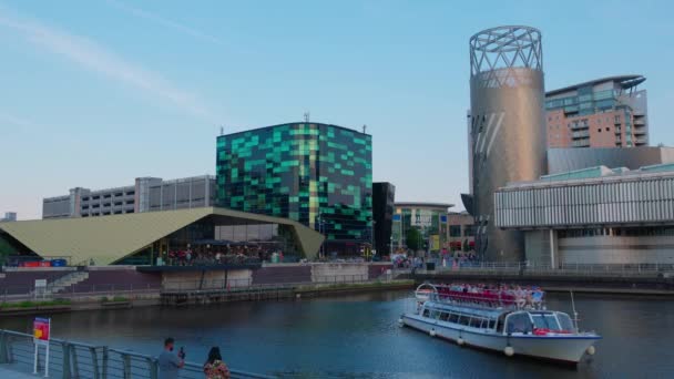 Media City Manchester Sunset Manchester United Kingdom August 2022 — Videoclip de stoc