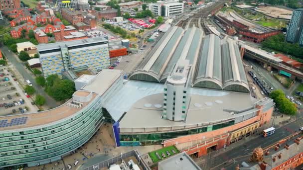 Manchester Piccadilly Railway Station Drone Photography — Stok video