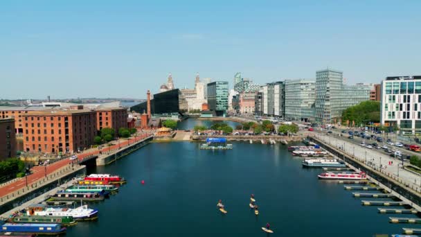 Albert Docks City Liverpool Aerial View Drone Photography — Stok video