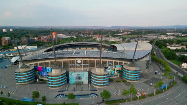 Etihad Stadium Manchester City Aerial View Manchester United Kingdom August — Vídeos de Stock
