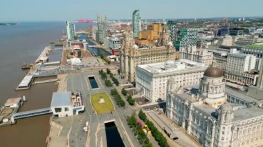 Flight over the city of Liverpool - drone photography