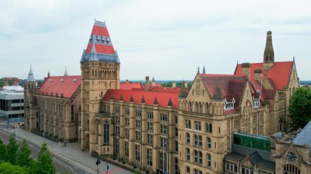 Manchester Museum Aerial View Drone Photography — Stok video