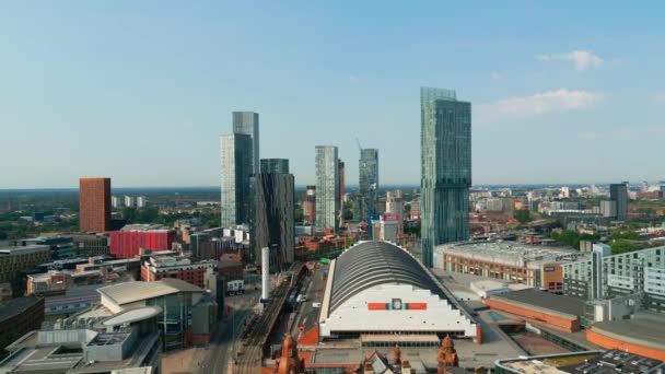 Aerial View City Manchester Drone Photography — Stockvideo