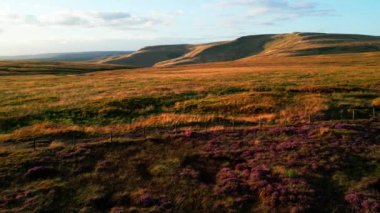 Sunset over Snake Pass in the Peak District National Park - drone photography