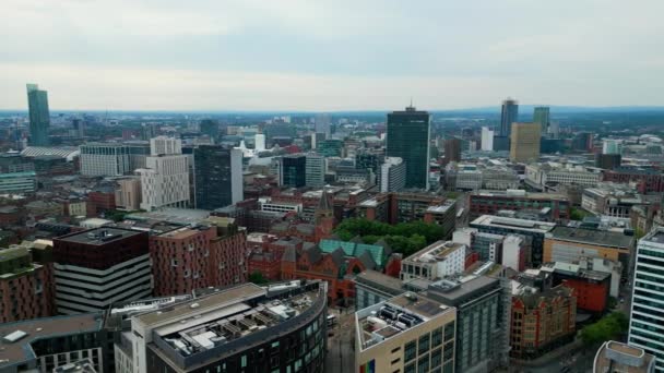 Aerial View City Centre Manchester Manchester United Kingdom August 2022 — Stockvideo