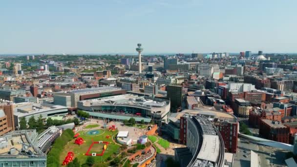 Flight City Center Liverpool Drone Photography — 图库视频影像