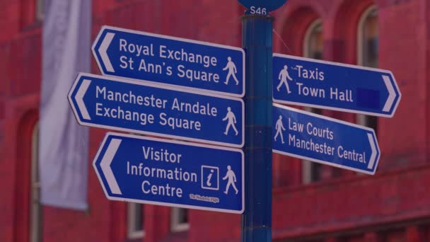 Direction Signs City Manchester Travel Photography — Stok video