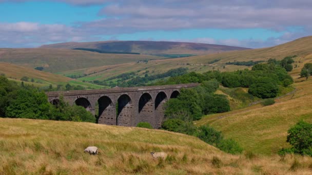 Beautiful Viaduct Yorkshire Dales National Park Travel Photography — стокове відео
