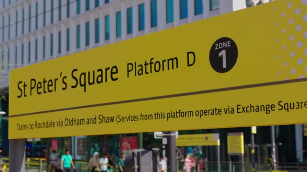 Peters Meydanı Tramvay Stasyonu Manchester Rli Kingdom Ağustos 2022 — Stok video