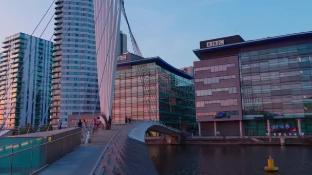 Media City Manchester Sunset Manchester United Kingdom August 2022 — Stockvideo