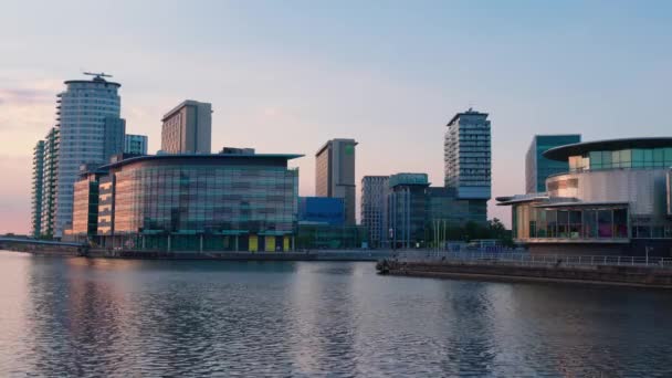 Media City Manchester Sunset Manchester United Kingdom August 2022 — Video