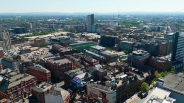 Aerial view over the city of Manchester - MANCHESTER, UNITED KINGDOM - AUGUST 15, 2022