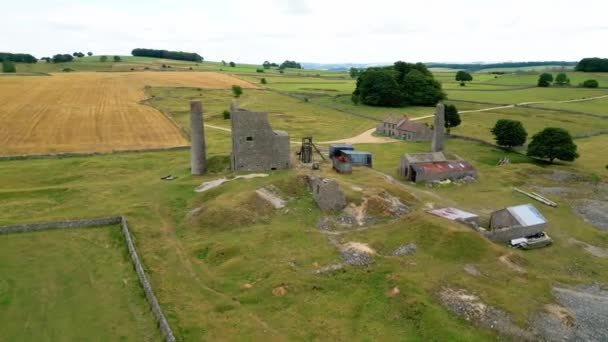 Ruins Magpie Mine Peak District National Park Aerial View Drone — Stock video