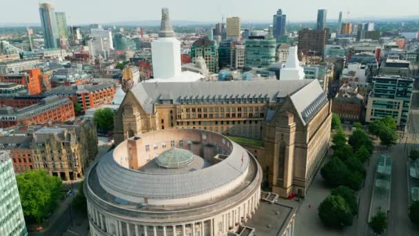 Центральная Библиотека Манчестера Сверху Фотографии Беспилотников — стоковое видео