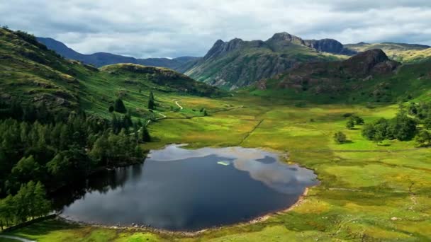 Amazing Landscape Lake District National Park Wrynose Pass Drone Photography — Vídeo de stock
